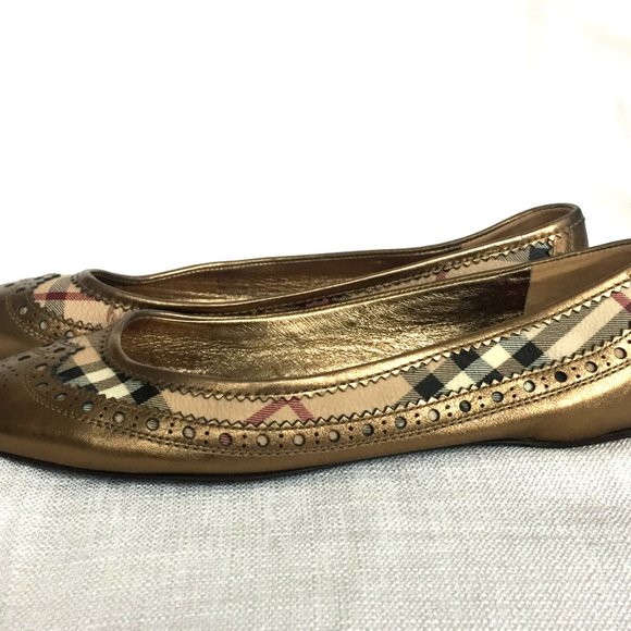 Burberry Flats, Housecheck / Gold, Designer Shoes - Picture 8 of 9